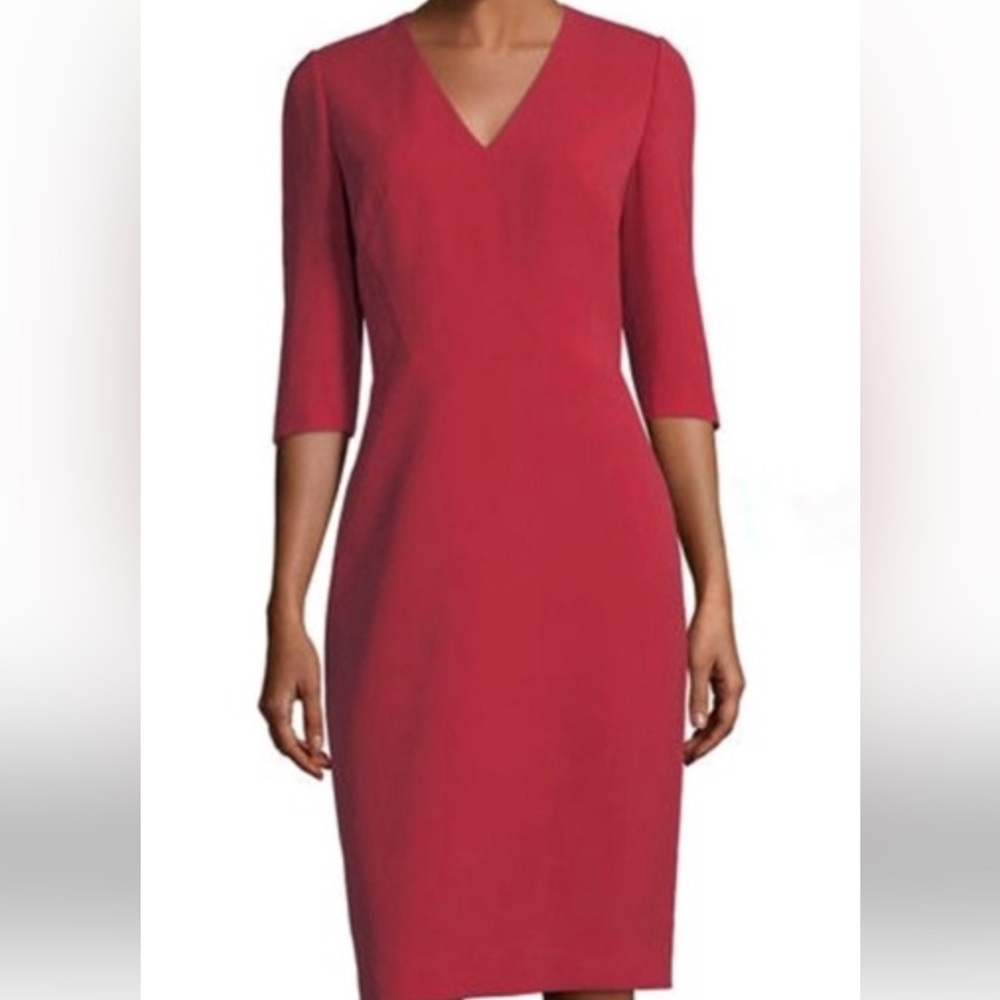 - Lafayette 148 Delilah Red 3/4 sleeve sheath dress size 12